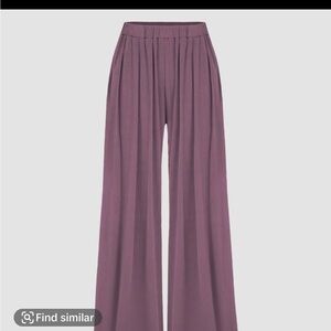 Cider Purple Wide Leg Pants with Elastic Waistband